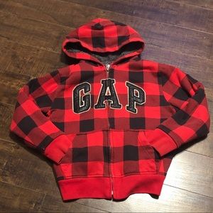 GAP hoodie- lumberjack plaid-lined with fix fur